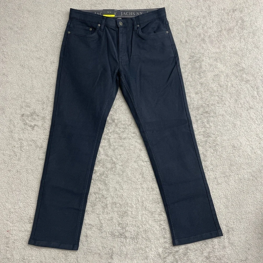 NEW JACHS New York Men's 32x30 Navy Blue Straight Fit 5 Pocket Stretch Waistband